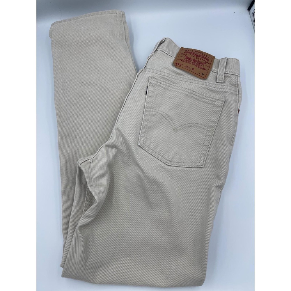 Levis 512 Vintage Slim Fit Straight Leg Jeans Cream Tan High Rise 11M USA Made